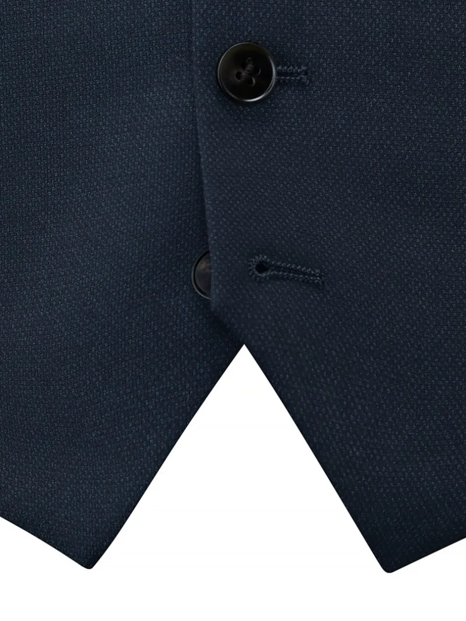 Vesten*Skopes Donker marineblauw - Enkele knoop - Harcourt gilet maatpak met enkel rij knopen
