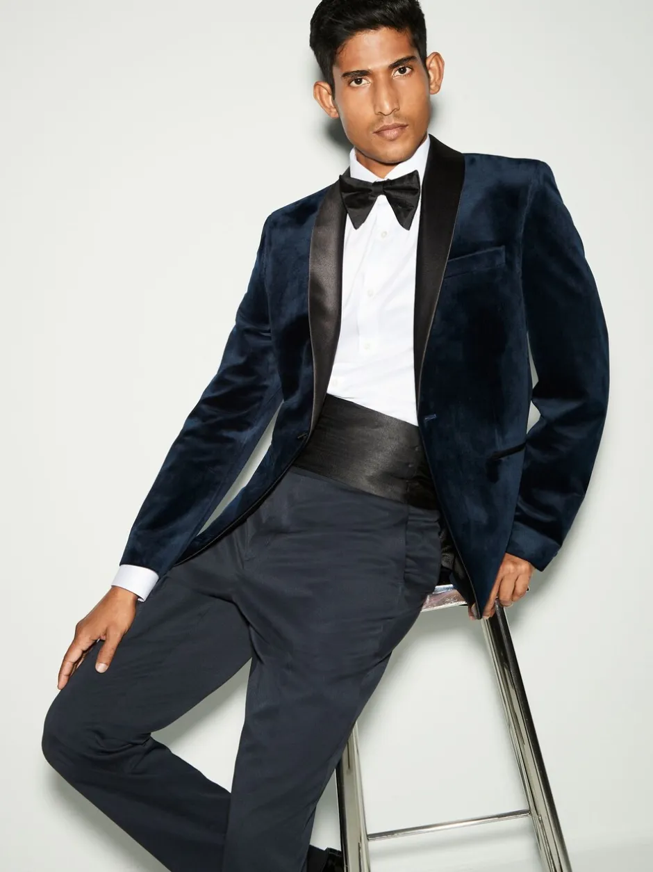 Smokings En Feestkleding|Pakken|Next - Normale Pasvorm - Fluwelen blazer Donker marineblauw