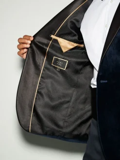 Smokings En Feestkleding|Pakken|Next - Normale Pasvorm - Fluwelen blazer Donker marineblauw
