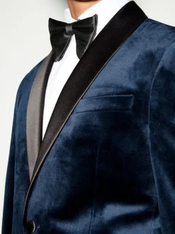 Smokings En Feestkleding|Pakken|Next - Normale Pasvorm - Fluwelen blazer Donker marineblauw
