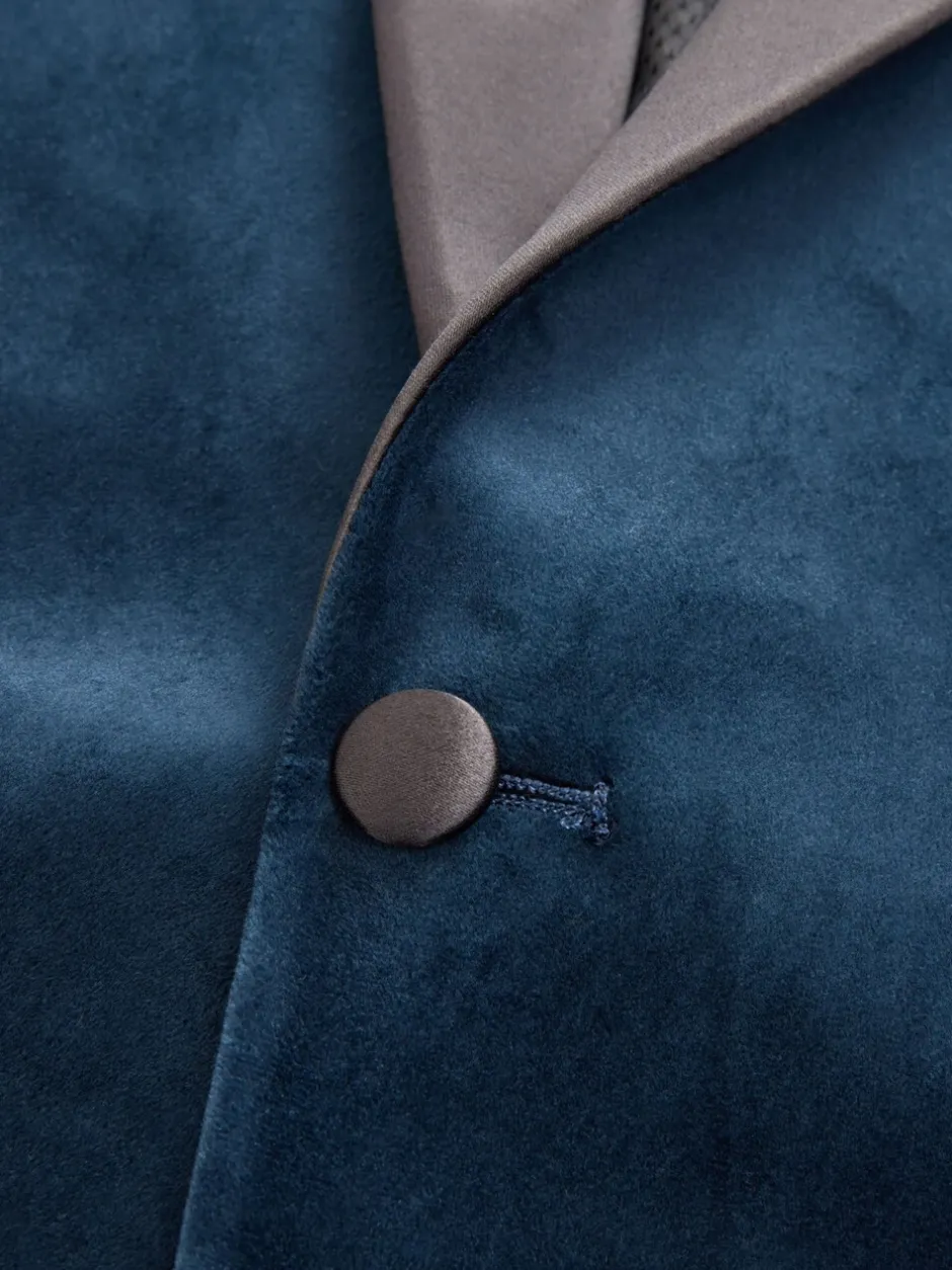 Smokings En Feestkleding|Pakken|Next - Normale Pasvorm - Fluwelen blazer Donker marineblauw