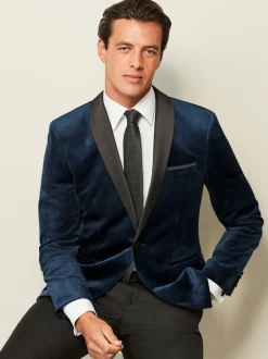 Smokings En Feestkleding|Blazers En Business-Jasjes*Next - Slim Fit - Fluwelen blazer Donker marineblauw