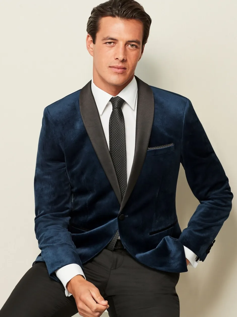 Smokings En Feestkleding|Blazers En Business-Jasjes*Next - Slim Fit - Fluwelen blazer Donker marineblauw