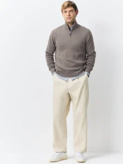 Gebreide Kleding*Next - 100% Cotton Regular Fit Premium Quarter Zip Jumpers 2 Pack Donker steengrijs/saliegroen