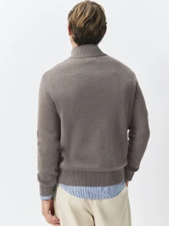 Gebreide Kleding*Next - 100% Cotton Regular Fit Premium Quarter Zip Jumpers 2 Pack Donker steengrijs/saliegroen