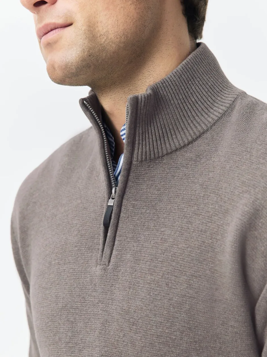 Gebreide Kleding*Next - 100% Cotton Regular Fit Premium Quarter Zip Jumpers 2 Pack Donker steengrijs/saliegroen
