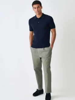 Gebreide Kleding|Poloshirts|Next - Aansluitend - Gebreid poloshirt met hoog katoengehalte en korte mouwen Donkerblauw