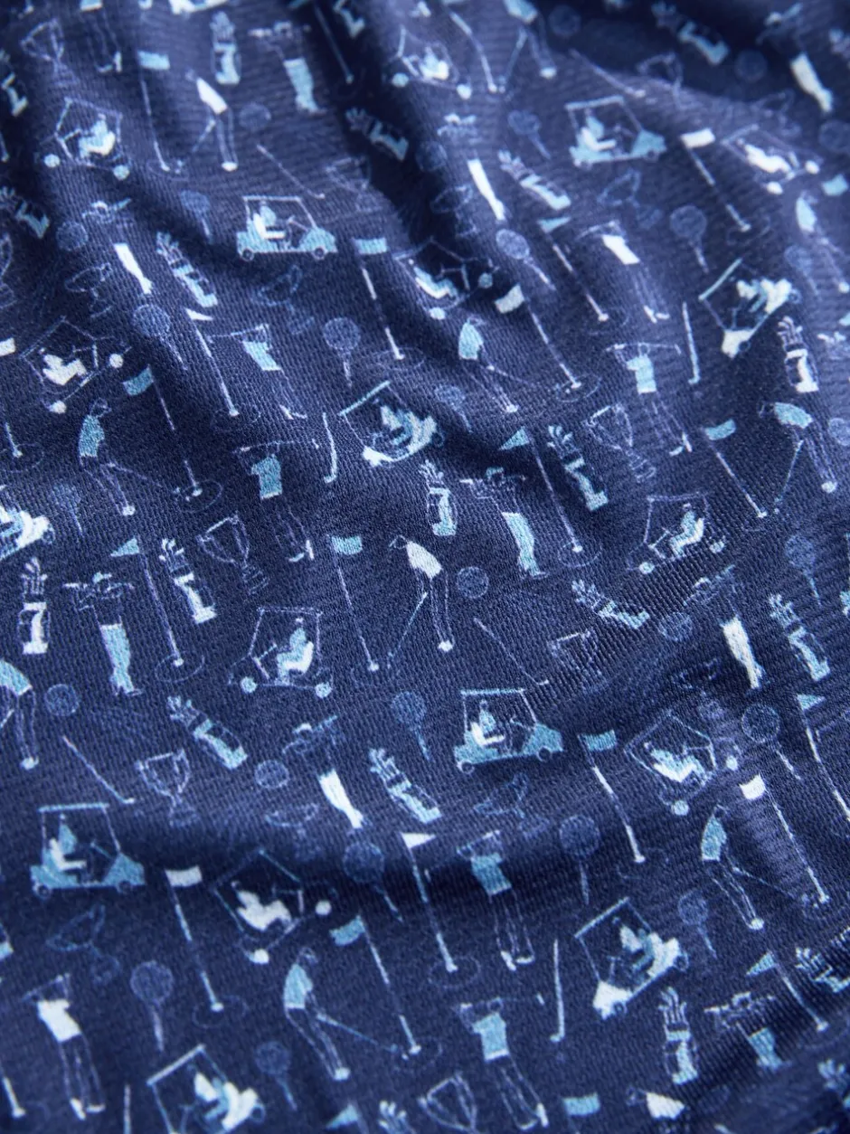 Poloshirts|Next - Active Geometric Print Golf Polo Shirt Donkerblauw