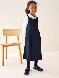 Schoolkleding*Next Donkerblauw - Asymmetrische lange schoolovergooier met knoopsluiting aan de voorkant (3-14jr)