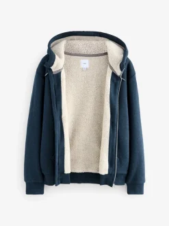 Jassen En Jacks|Sweaters En Hoody´S|Next - Borg hoodie met fleecevoering en volledige ritssluiting Donkerblauw