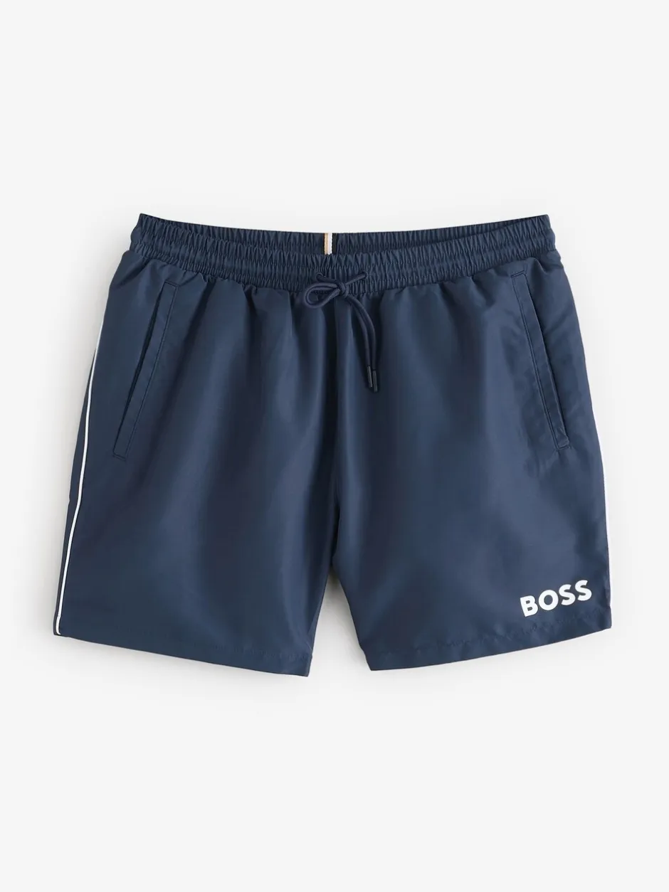 Badkleding|BOSS Donkerblauw - Starfish sneldrogende zwembroek