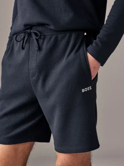 Shorts|BOSS Donkerblauw - Waffle Shorts