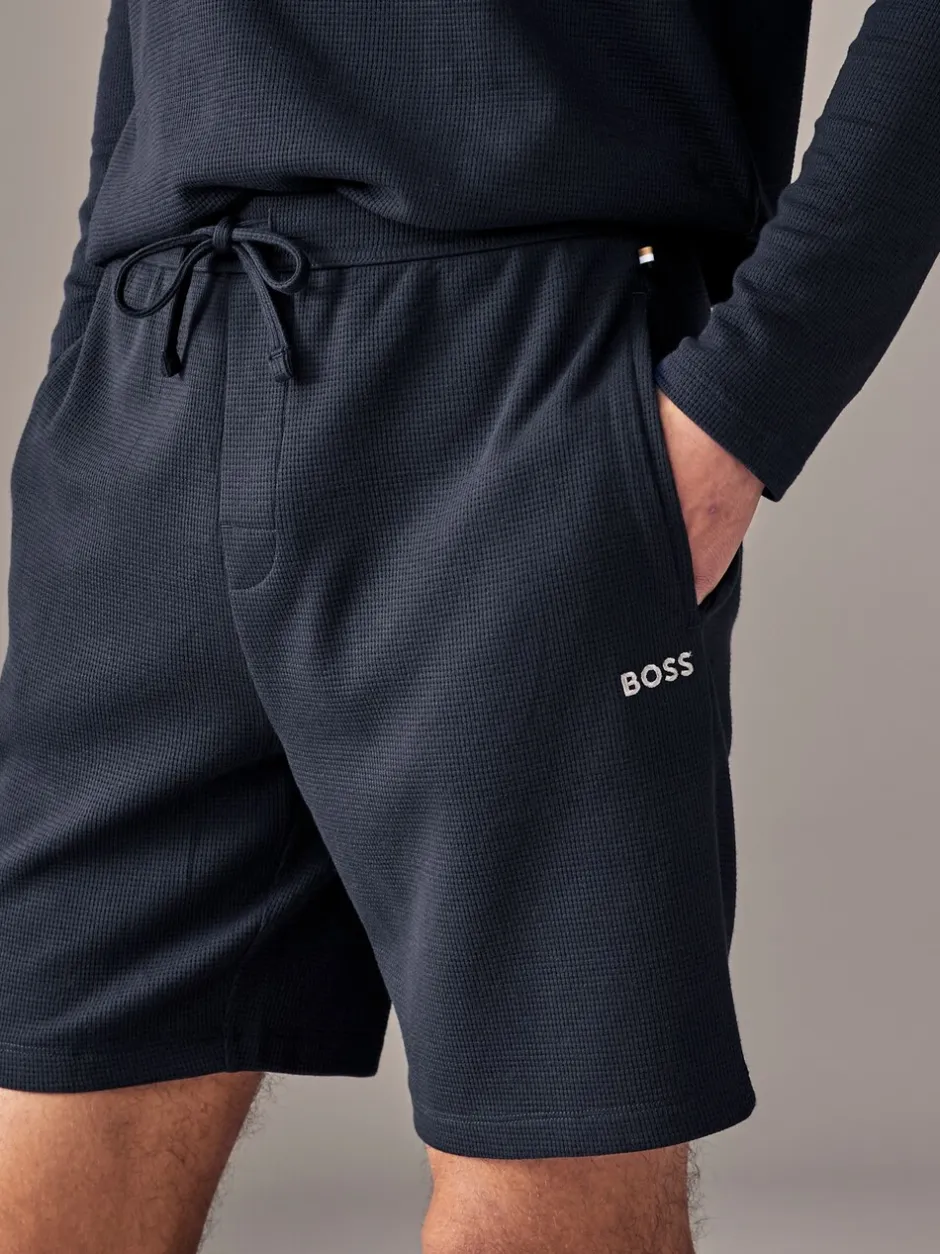 Shorts|BOSS Donkerblauw - Waffle Shorts