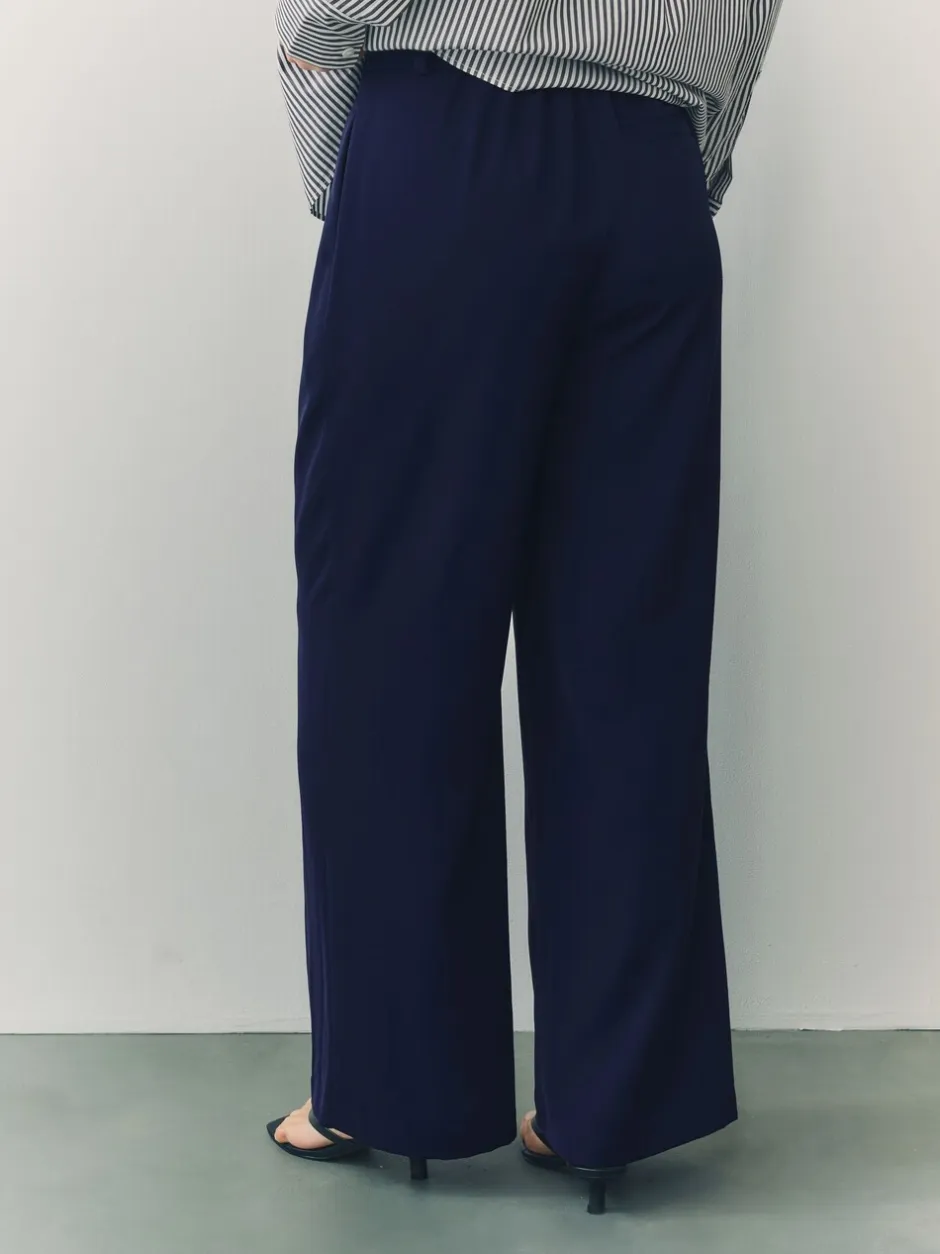 Broeken*Next - Broek met wijde pijpen en elastiek in de achterkant Donkerblauw