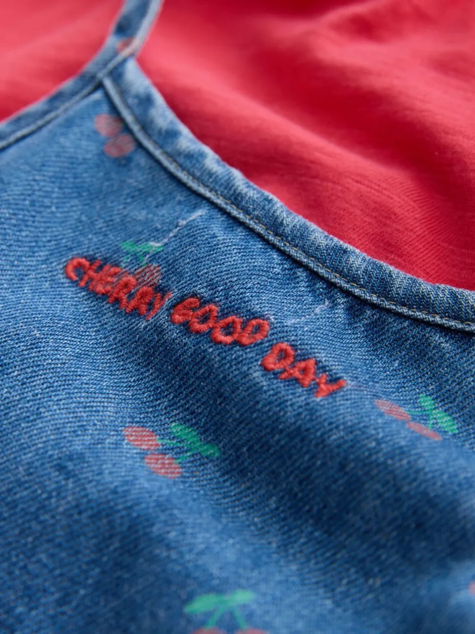 Jumpsuits En Playsuits*Next Donkerblauw - Cherry Printed Denim Playsuit and T-Shirt (3mths-7yrs)