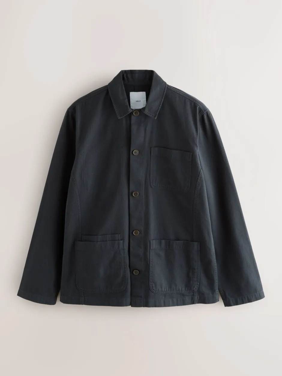 Formele Overhemden|Next - Chore Twill Shacket Overshirt Donkerblauw