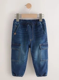 Jeans En Joggingbroeken|Jeans*Next - Comfortabele wijde cargojeans met stretch (3mnd-7jr) Donkerblauw