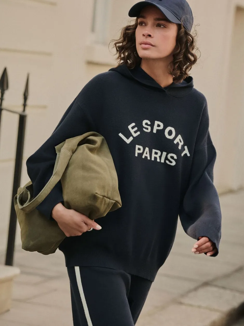 Hoody's En Sweatshirts|Next - Compact Cosy Graphic Long Sleeve Hoodie Donkerblauw