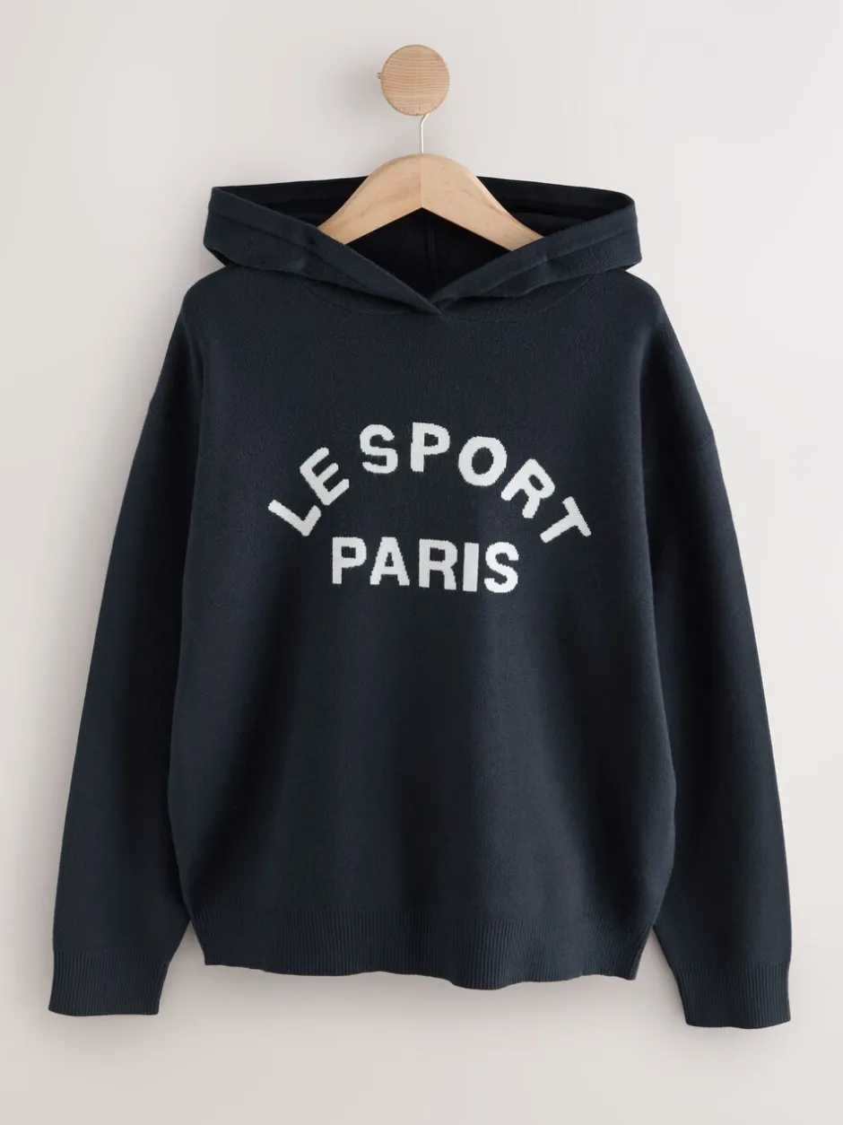 Hoody's En Sweatshirts|Next - Compact Cosy Graphic Long Sleeve Hoodie Donkerblauw
