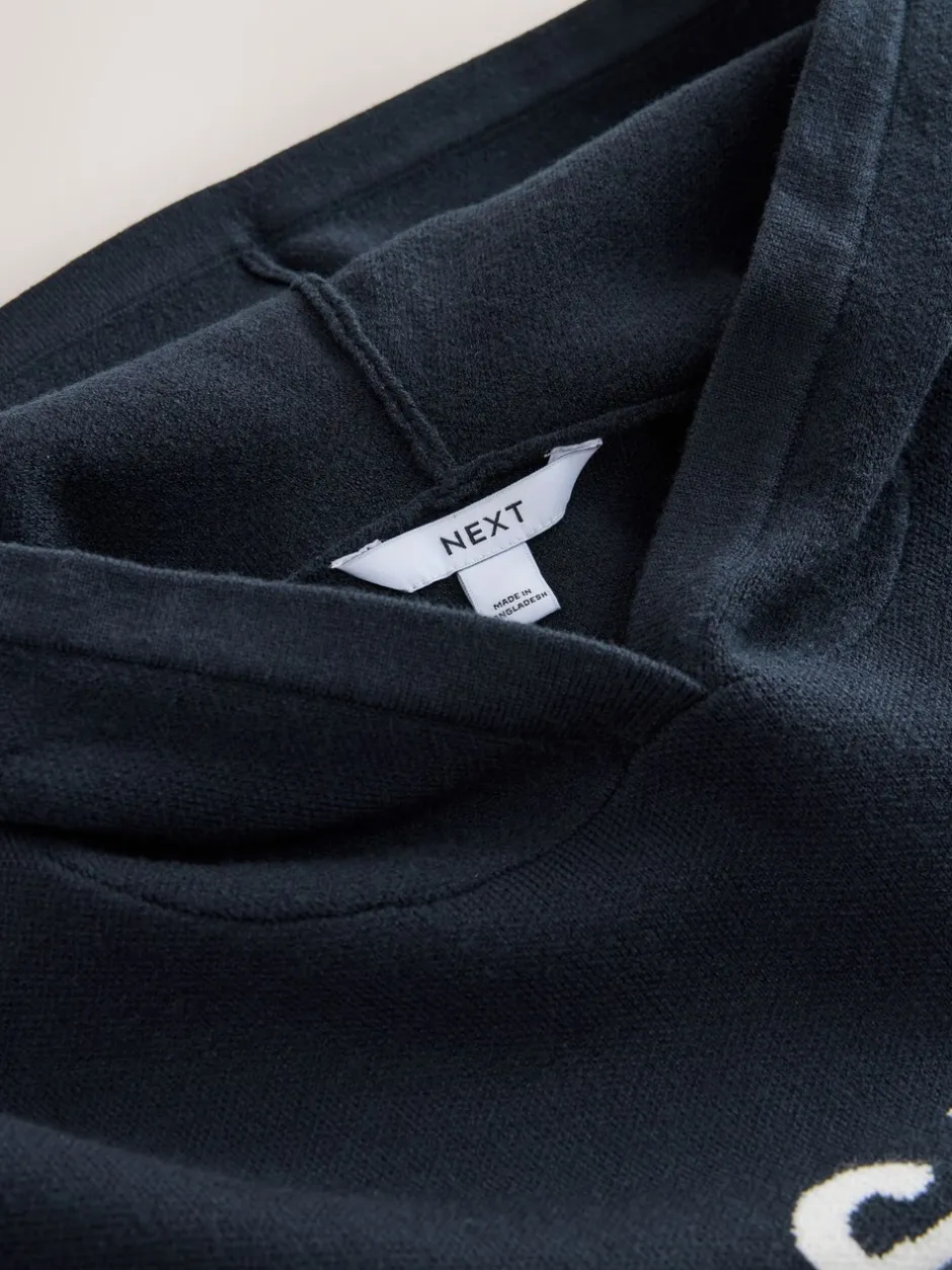 Hoody's En Sweatshirts|Next - Compact Cosy Graphic Long Sleeve Hoodie Donkerblauw