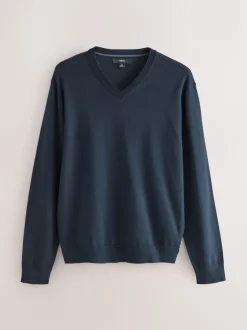 Gebreide Kleding*Next - Cotton Rich Long Sleeve Jumper Donkerblauw