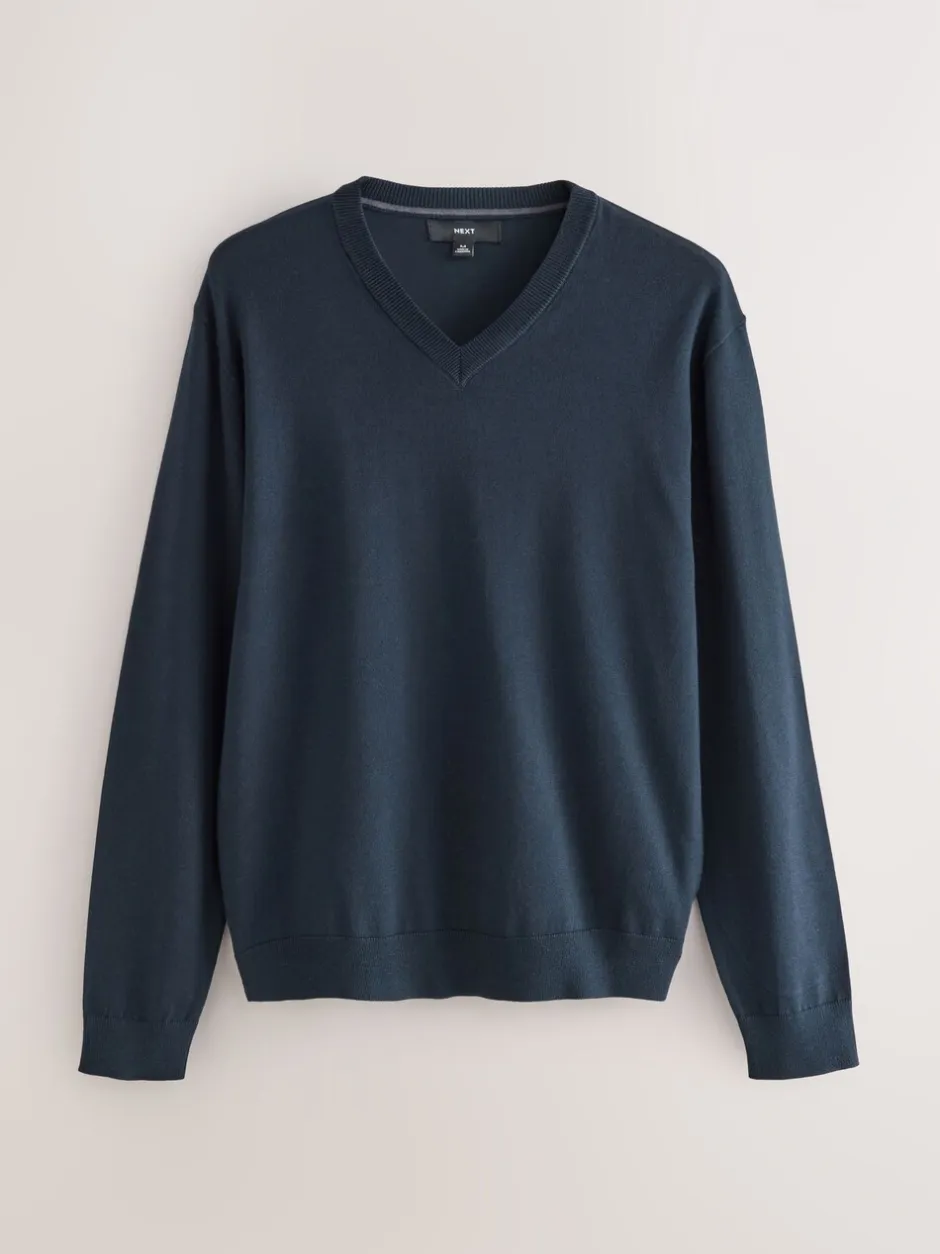 Gebreide Kleding*Next - Cotton Rich Long Sleeve Jumper Donkerblauw