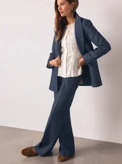 Kostuums En Werkkleding*Next Donkerblauw - Denim Military Fitted Single Breasted Blazer
