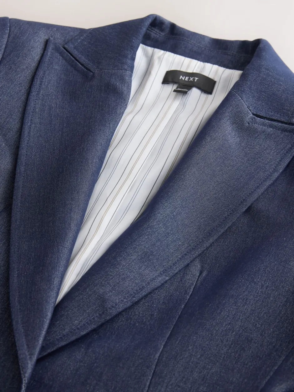 Kostuums En Werkkleding*Next Donkerblauw - Denim Military Fitted Single Breasted Blazer