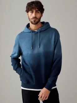 Sweaters En Hoody´S|Sweaters En Hoody´S|Next - Dip Dye Katoenrijke Jersey Hoodie Donkerblauw
