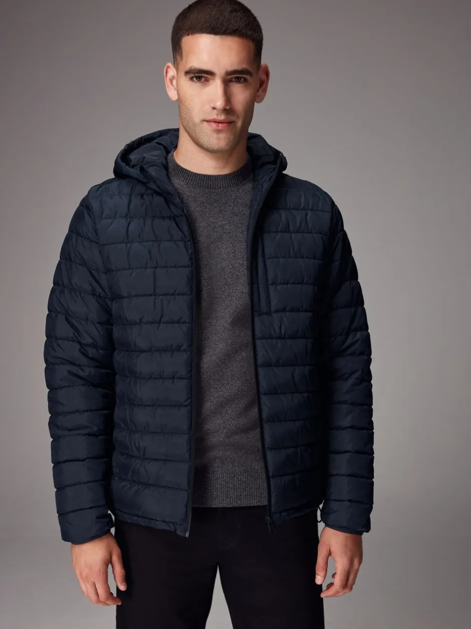 Jassen En Jacks*Next - Douchebestendige lichtgewicht pufferjas met capuchon Donkerblauw