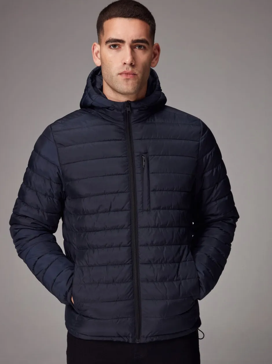 Jassen En Jacks*Next - Douchebestendige lichtgewicht pufferjas met capuchon Donkerblauw