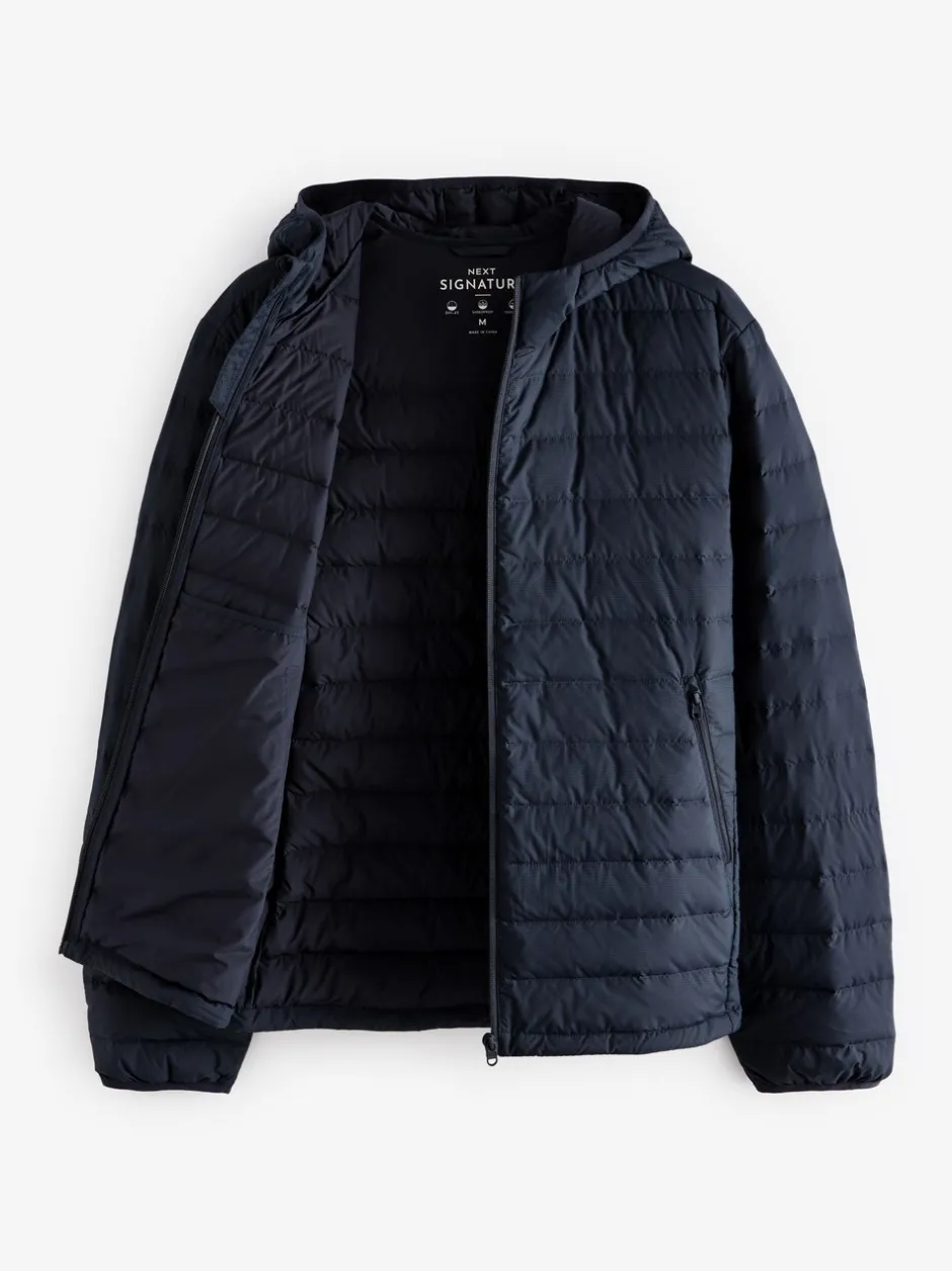 Jassen En Jacks*Next - Douchebestendige lichtgewicht pufferjas met capuchon Donkerblauw