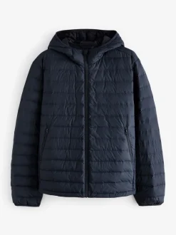 Jassen En Jacks*Next - Douchebestendige lichtgewicht pufferjas met capuchon Donkerblauw