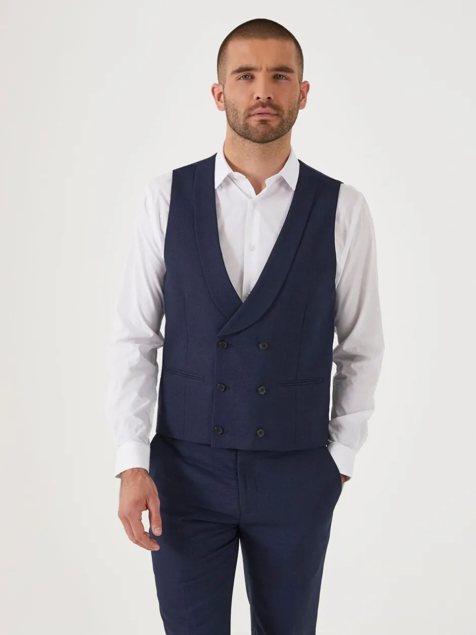 Vesten*Skopes - Dubbele knoop - Harcourt gilet maatpak met enkel rij knopen Donkerblauw
