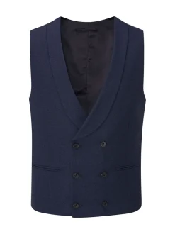 Vesten*Skopes - Dubbele knoop - Harcourt gilet maatpak met enkel rij knopen Donkerblauw