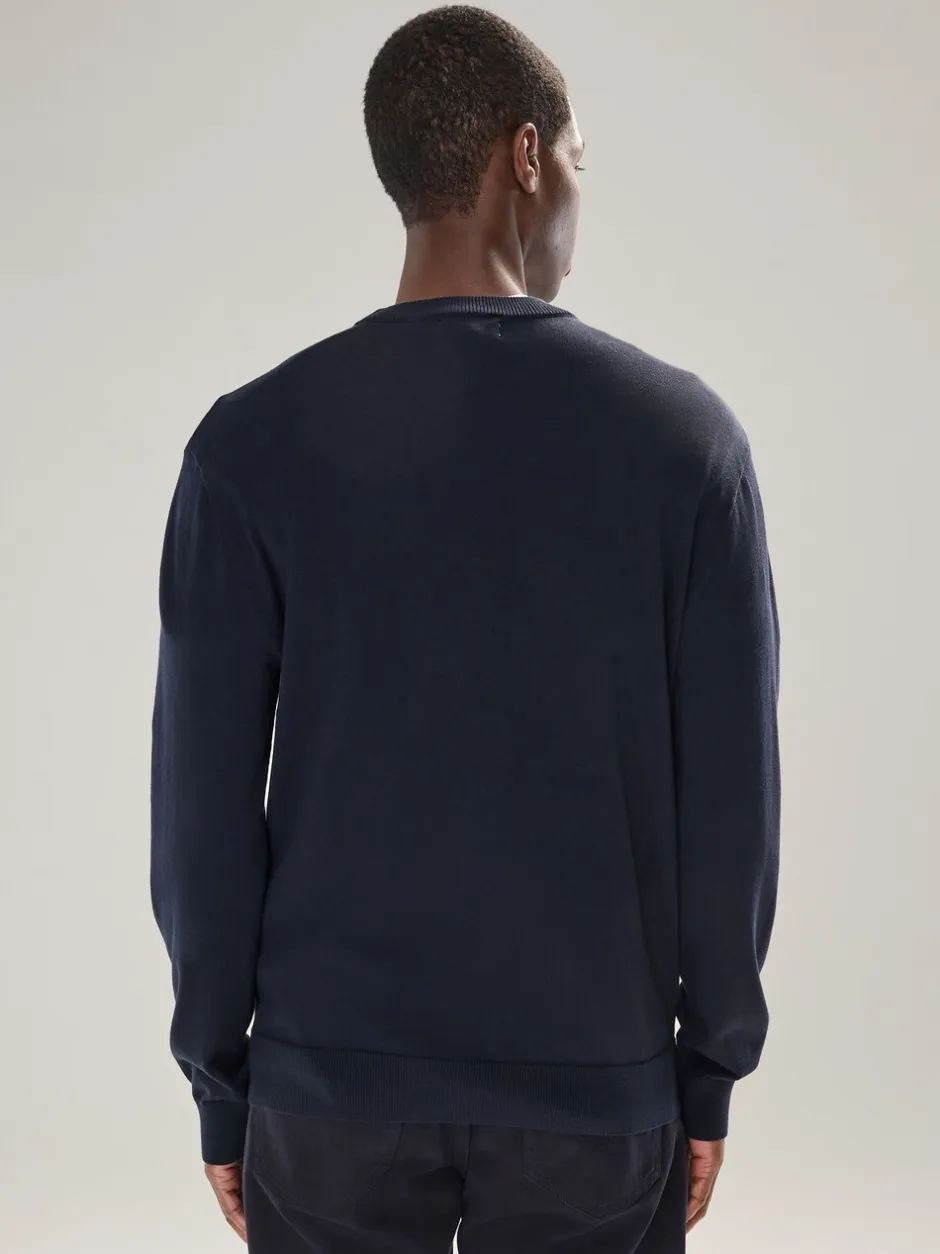 Gebreide Kleding|Next - Effen - Regular Fit Cotton Rich Crew Neck Jumper Donkerblauw