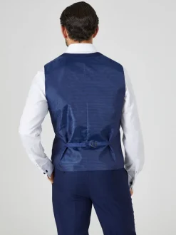 Vesten|Skopes Donkerblauw - Enkele knoop - Harcourt gilet maatpak met enkel rij knopen
