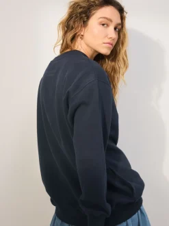 Loungewear|Hoody's En Sweatshirts|Next Donkerblauw - Essentials sweatshirt met relaxte pasvorm, lange snit en zakken