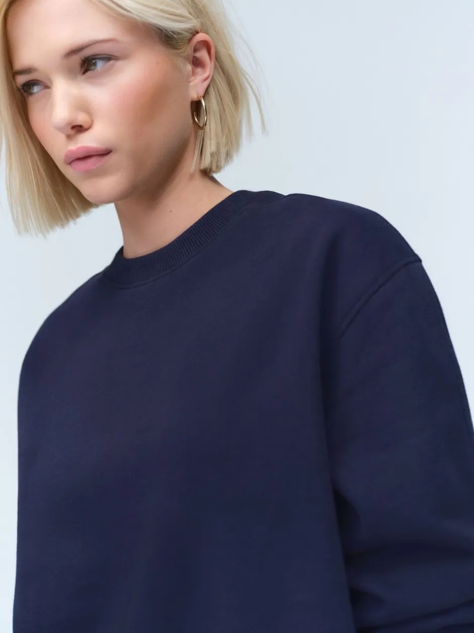 Loungewear|Hoody's En Sweatshirts|Next Donkerblauw - Essentials sweatshirt met relaxte pasvorm, lange snit en zakken
