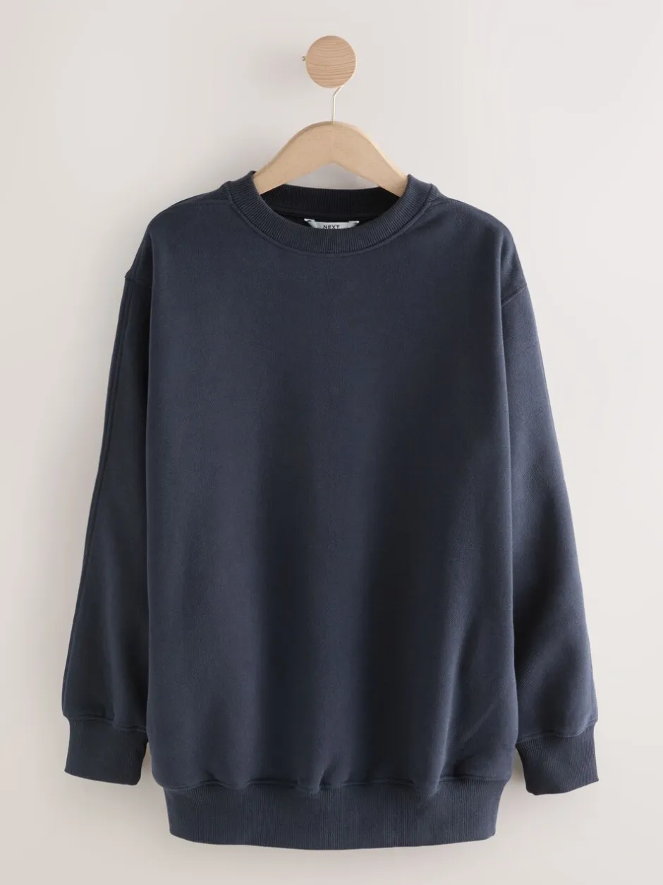 Loungewear|Hoody's En Sweatshirts|Next Donkerblauw - Essentials sweatshirt met relaxte pasvorm, lange snit en zakken