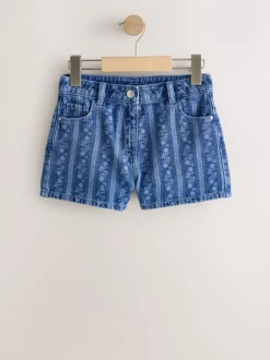 Shorts En Rokken|Next Donkerblauw - Floral Denim Shorts (3-16yrs)