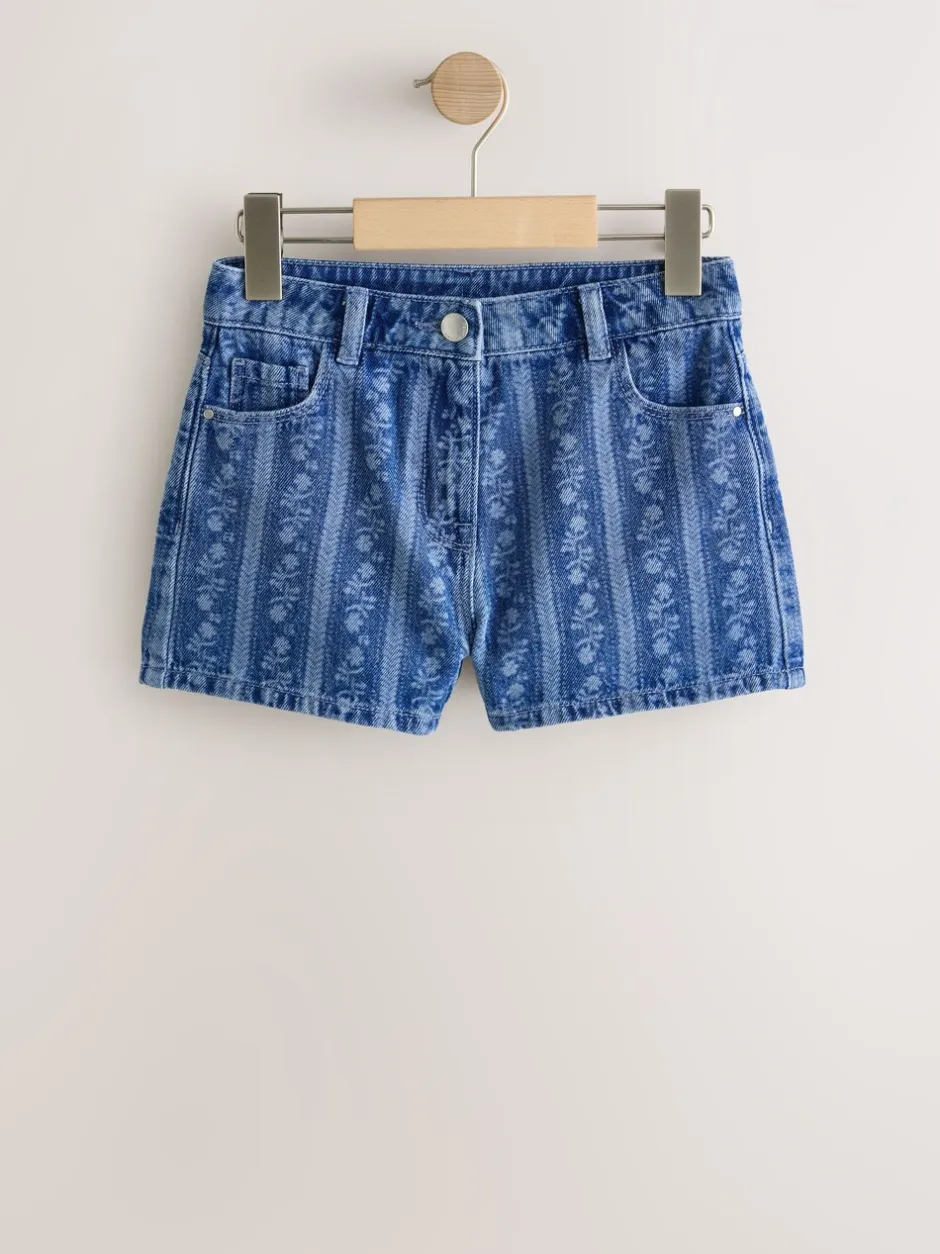 Shorts En Rokken|Next Donkerblauw - Floral Denim Shorts (3-16yrs)