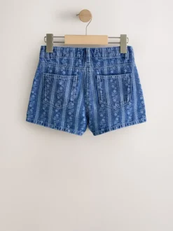 Shorts En Rokken|Next Donkerblauw - Floral Denim Shorts (3-16yrs)