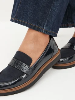 Ruimvallend En Extraruimvallend|Lage Schoenen|Next - Forever Comfort® Brogue Instappers Donkerblauw