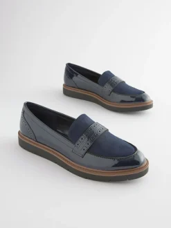 Ruimvallend En Extraruimvallend|Lage Schoenen|Next - Forever Comfort® Brogue Instappers Donkerblauw