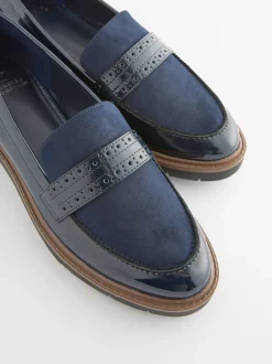 Ruimvallend En Extraruimvallend|Lage Schoenen|Next - Forever Comfort® Brogue Instappers Donkerblauw