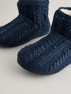 Pantoffels|Next - Gebreide laarspantoffels Donkerblauw