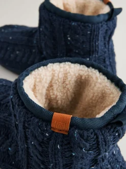Pantoffels|Next - Gebreide laarspantoffels Donkerblauw