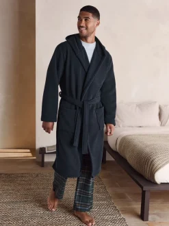 Loungewear|Kamerjassen En Badjassen*Next - Geribbelde kamerjas met textuur Donkerblauw