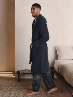 Loungewear|Kamerjassen En Badjassen*Next - Geribbelde kamerjas met textuur Donkerblauw